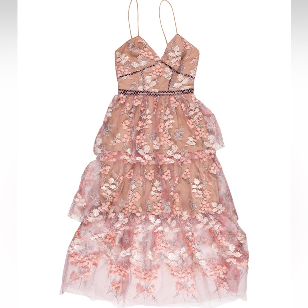 Self portrait lace pattern midi length dress